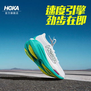 HOKA ONE ONE男女款秋季马赫 X2竞训公路跑步鞋MACH X 2缓震轻便 霜白色/湖绿色-女 40