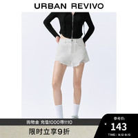 URBAN REVIVO 女装时髦简约街头感流苏休闲短裤 UYY840006 本白 25