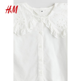 H&M2024秋季童装女童衬衫透气梭织棉质有领上衣1235015 奶油色/波点 90/52 1.5-2Y