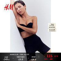 H&M2024夏季女装时尚休闲百搭紧致塑身提臀骑行裤1178251 黑色 155/85