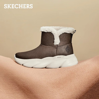 斯凯奇（Skechers）女士云朵大底加绒短靴168061 巧克力色/CHOC 38