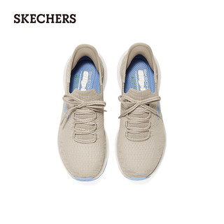 斯凯奇（Skechers）女鞋Slip ins闪穿鞋一脚蹬健步鞋网面透气跑步鞋厚底150470 自然色/浅蓝色/NTLB 40