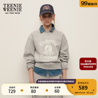 Teenie Weenie小熊2024年秋季时髦假两件卫衣可拆卸牛仔领上衣 中灰色 155/XS