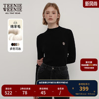 Teenie Weenie小熊2024秋休闲半高领舒适修身针织衫打底 黑色 170/L