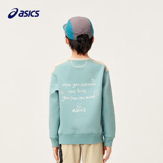 asics【商城同款】亚瑟士童装秋季长袖拼接卫衣童趣印花2024 300绿色 170cm