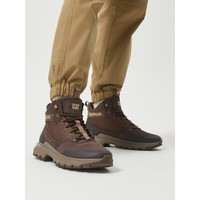 CAT 男士户外休闲牛皮高帮休闲鞋户外靴 棕褐色