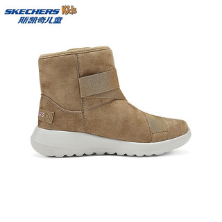 Skechers斯凯奇儿童雪地靴秋冬女童简约纯色防滑耐磨运动靴子88321L 栗色/CSNT 35码