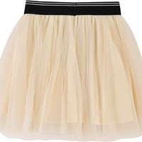 铅笔俱乐部童装2024秋装女童短裙中大童半身裙儿童网纱百搭裙子 浅杏 150cm