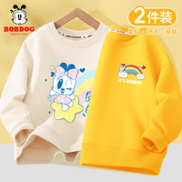 BoBDoG巴布豆女童卫衣2024秋季儿童秋装上衣休闲圆领套头衫中大童百搭童装 米白 流星小丽+黄 彩色小丽X 100
