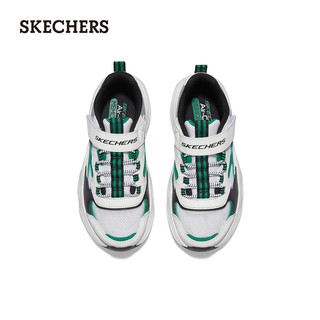 斯凯奇（Skechers）童鞋夏时尚男大童网面鞋子透气405235L 白色/绿色/WGRN 34码