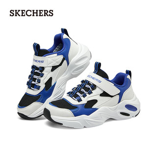 斯凯奇（Skechers）童鞋夏时尚男大童网面鞋子透气405235L 白色/黑色/海军蓝色/WBKB 36码