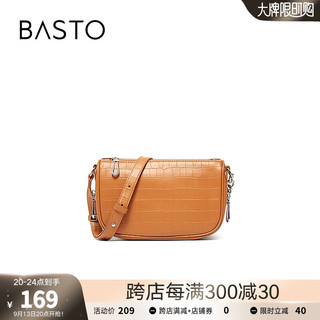 BASTO 百思图 商场OL通勤菱格鳄纹小包单肩斜挎包女X3140DX3 棕色 F