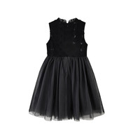 铅笔俱乐部童装2024年秋装女童连衣裙中大童蕾丝背心裙儿童公主裙 黑色 120cm