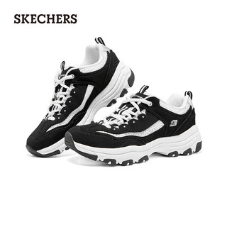 SKECHERS 斯凯奇 2023春经典老爹鞋女复古低帮熊猫鞋8730079 黑色/白色/BKW