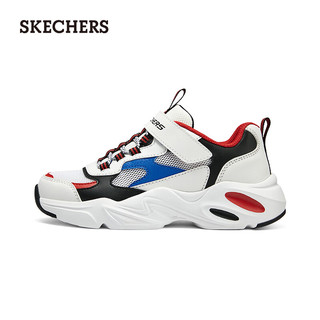 斯凯奇（Skechers）童鞋夏时尚男大童网面鞋子透气405235L 白色/多彩色/WMLT 29码