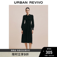 UR【HOT】2024秋冬新款女装飘带领收腰针织连衣裙UWG940280