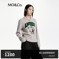 MO&Co.2024秋100%绵羊毛美式趣味小熊宽松圆领毛衣MBD3SWTT10 中花灰色 S/160