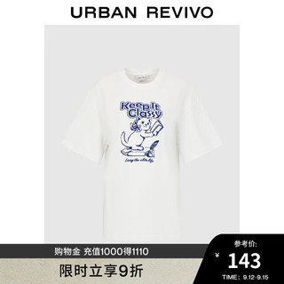 URBAN REVIVO UR2024秋季女装时尚休闲百搭撞色印花短袖T恤UYU440010 本白 XS