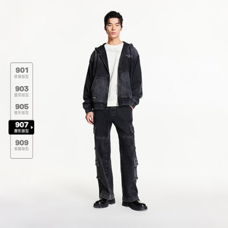 杰克·琼斯（JACK&JONES）秋季款男士牛仔裤潮流宽松工装多口袋黑色牛仔裤长裤男224432020 深灰牛仔A16 深灰牛仔A16 175/80A/MR