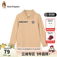 暇步士(Hush Puppies)童装儿童男女童上衣春秋款简约时尚百搭长袖POLO衫 暖卡其E款 偏薄 110cm