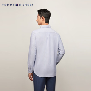 TOMMY HILFIGER【范丞丞同款】 24秋冬男纯棉牛津纺商务条纹长袖衬衫38597 浅蓝白条纹0A4 XL （：165-180斤）