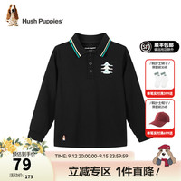 暇步士(Hush Puppies)童装儿童男女童上衣春秋款简约时尚百搭长袖POLO衫 钻石黑D款 130cm