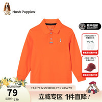 暇步士（Hush Puppies）童装儿童男女童上衣春秋款简约时尚百搭长袖POLO衫 甜橙桔H款 110cm