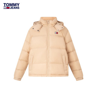 TOMMY JEANS【面包羽绒】24秋冬女装刺绣鸭绒连帽休闲运动羽绒服18610 浅卡其色AB9 L