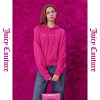 Juicy Couture橘滋【柔软毛圈】浆果玫瑰logo刺绣连帽女式卫衣
