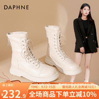 达芙妮（DAPHNE）马丁靴女短靴女英伦风加绒厚底白色ZJ 白色 36