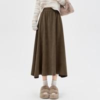 美拉德半身裙春秋季女欧棉绒高腰显瘦伞裙慵懒文艺复古风山本裙