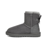 UGG 女士舒适时尚纯色平底经典休闲蝴蝶结短靴雪地靴 1016501 灰色 38