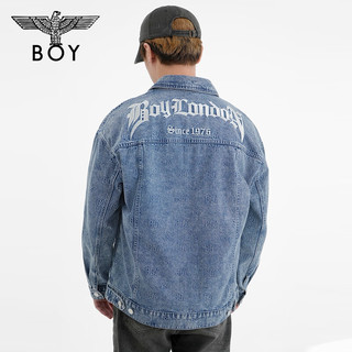 BOY LONDON秋24新品男女同款字母满印时尚百搭蓝色牛仔外套N50006