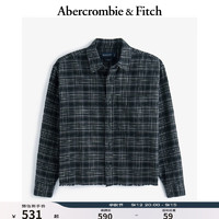 ABERCROMBIE & FITCH男装 24秋季时尚休闲通勤百搭纽扣式长袖衬衫KI125-4380 黑色格纹 S (175/92A)