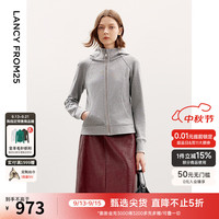 朗姿纯棉高级感气质秋季灰色卫衣外套休闲通勤女士上衣2024年 浅灰色 2XL
