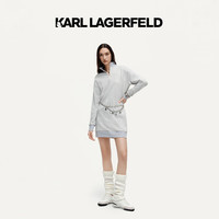Karl Lagerfeld卡尔·拉格斐2024秋季中灰卫衣连衣裙老佛爷K26L1309 灰色 L