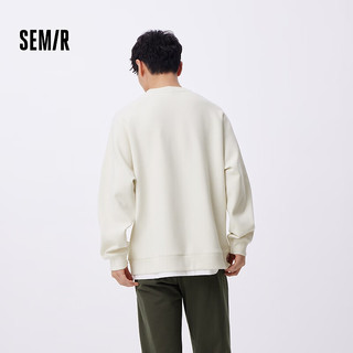 森马（Semir）卫衣男2024秋季时尚拼接假两件上衣百搭休闲装 灰白10812 160/80A/XS