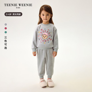 Teenie Weenie Kids小熊童装24秋冬男女宝双面绒卫衣卫裤套装 粉色 110cm