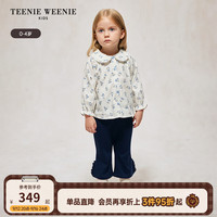 Teenie Weenie Kids小熊童装24秋女宝宝碎花格纹翻领长袖衬衫 乳白色 90cm