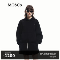 MO&Co.2024秋金属标空气感宽松落肩连帽卫衣MBD3SWST02 黑色 XS/155