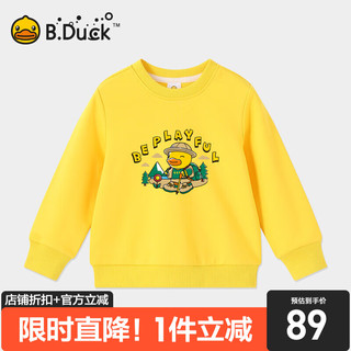 B.Duck小黄鸭童装男童卫衣长袖春秋款儿童套头衫秋装上衣 黄色 140cm