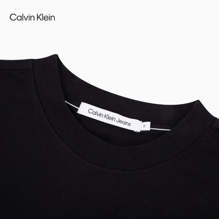 Calvin Klein Jeans女士休闲通勤简约ck字母印花纯棉打底衫圆领长袖T恤J220493 BEH-太空黑 L