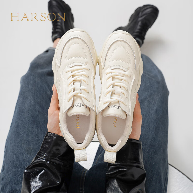 哈森女鞋2023春季厚底增高百搭休闲运动鞋女老爹鞋可选加绒HC232906