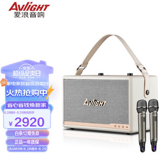 爱浪（Avlight）A08桌面蓝牙音响户外便携式广场舞手提音箱家用ktv设备大功率卡拉ok【白色】