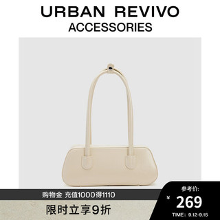 URBAN REVIVO2024秋季女士腋下保龄球包单肩包UAYB40005 浅黄