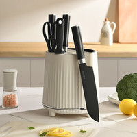 网易严选易小白不锈钢刀具 菜刀砍骨刀日式刀剪刀菜板磨刀棒刀座7件套