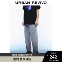 URBAN REVIVO 男士潮流休闲复古水洗翻折牛仔长裤 UMV840071 浅蓝 32