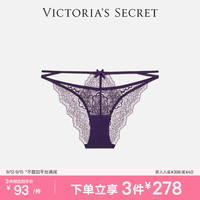 维多利亚的秘密 花漾蕾丝拼接镂空绑带半包臀女士内裤 1条 16P9深紫色 11256142 M
