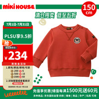 MIKIHOUSE 儿童服饰系列加绒卫衣秋冬款新年衣服圆领上衣冬装 红色150cm