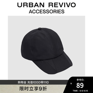 URBAN REVIVO 2024秋季男街潮倒三角绗缝棒球帽UAMA40115 黑色 F